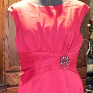 Red Sateen Sheath Jewel Coldwater Creek Dress  14P